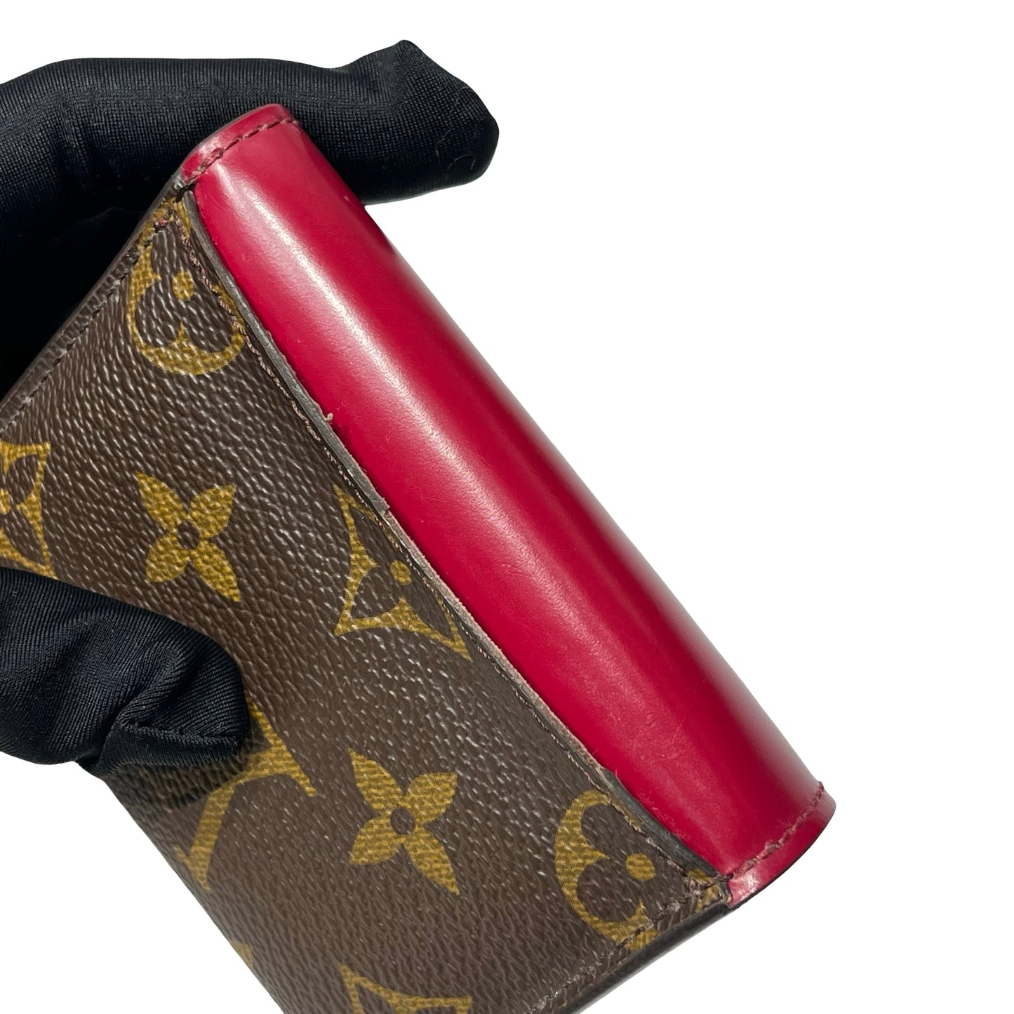 Used Louis Vuitton Monogram Wallet Wallet Brown Red GHW
