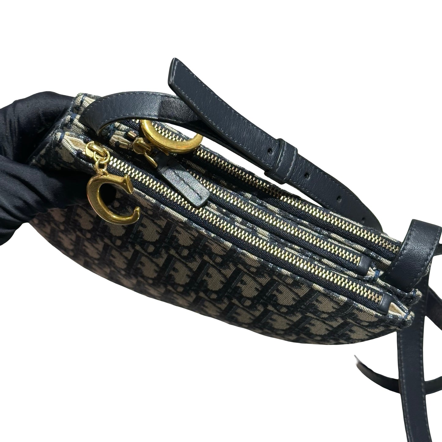 DIOR SADDLE RODEO POUCH BLUE OBLIQUE JACQUARD GHW [3001020]