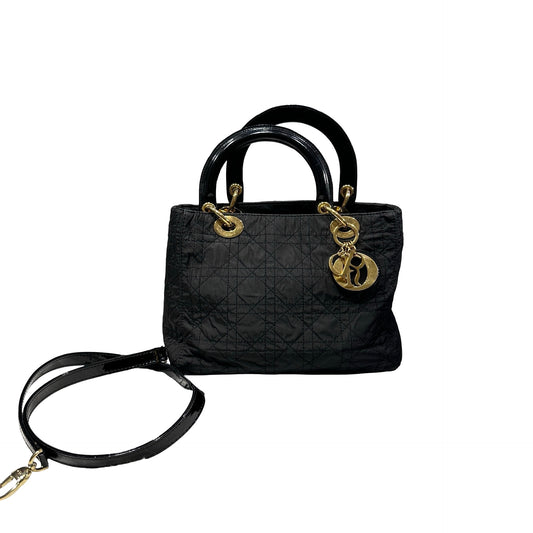 Used DIOR micro lady dior VINTAGE Handbag Black GHW
