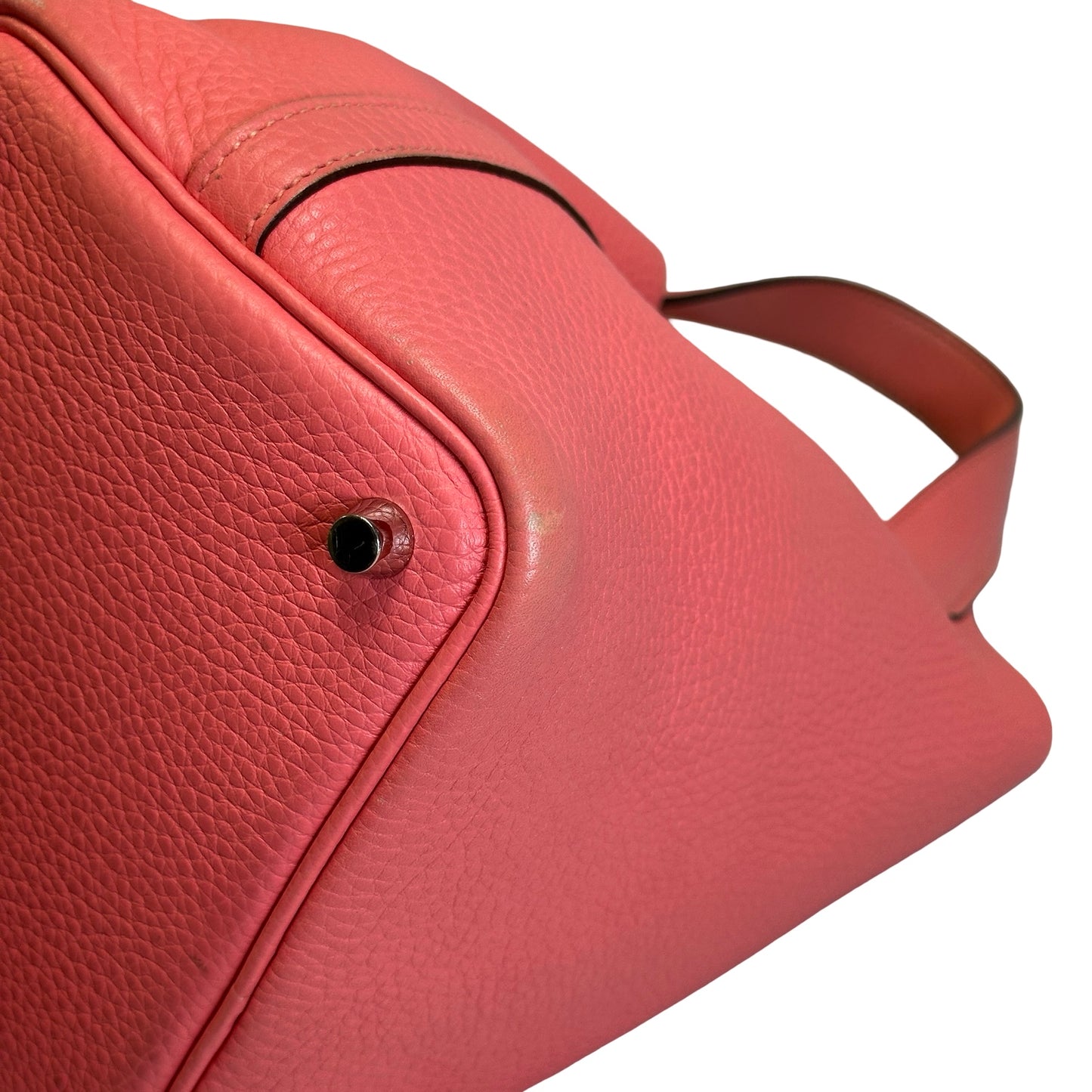 Used HERMES Leather Solid color Picotin 18 Bucket Bag Pink Silver
