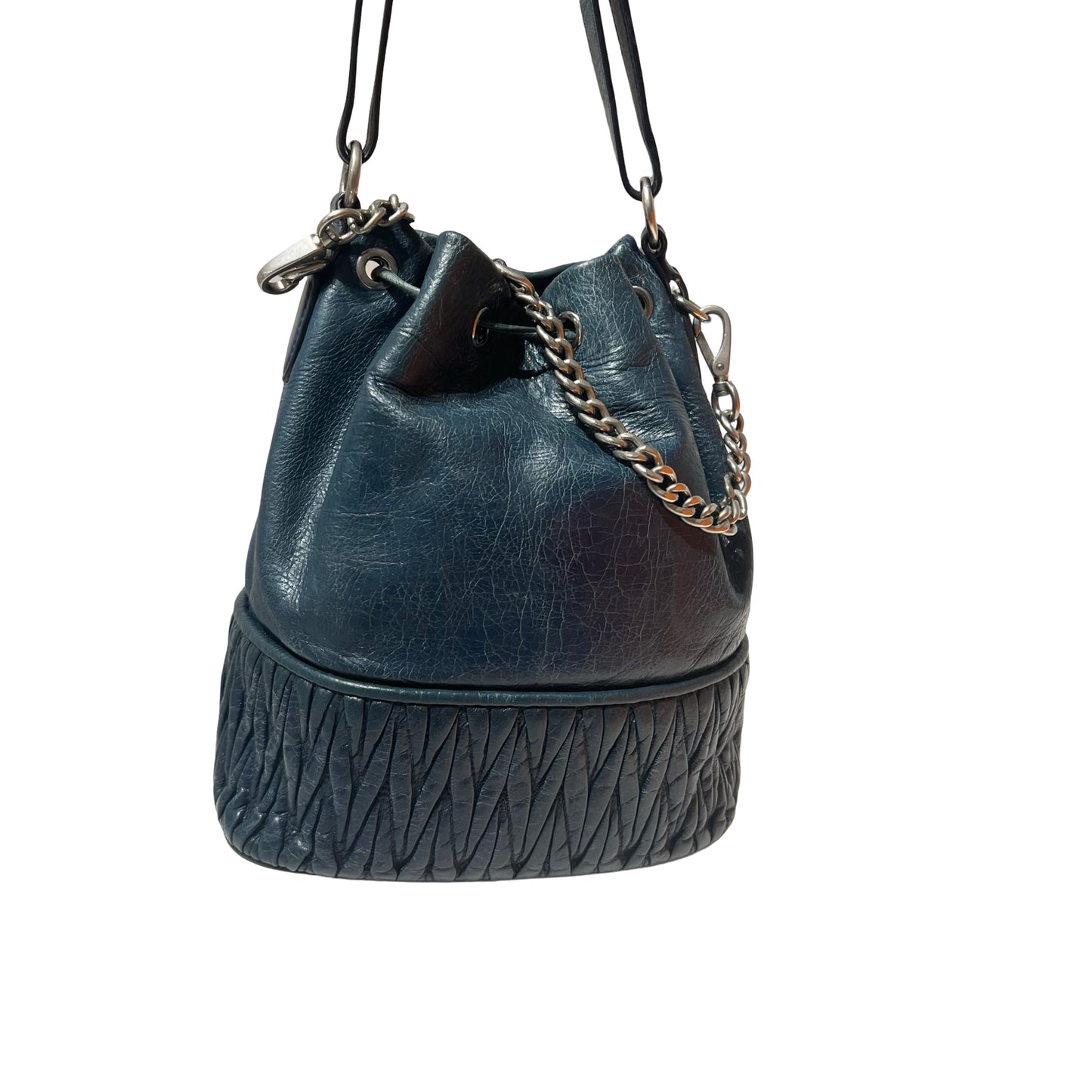 Calfskin LUX BUCKET PETROL Two Way Shoulder Bag [101339]