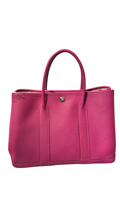 Used HERMÈS Calfskin Leather Negonda Garden Party TPM Clutch Purple
