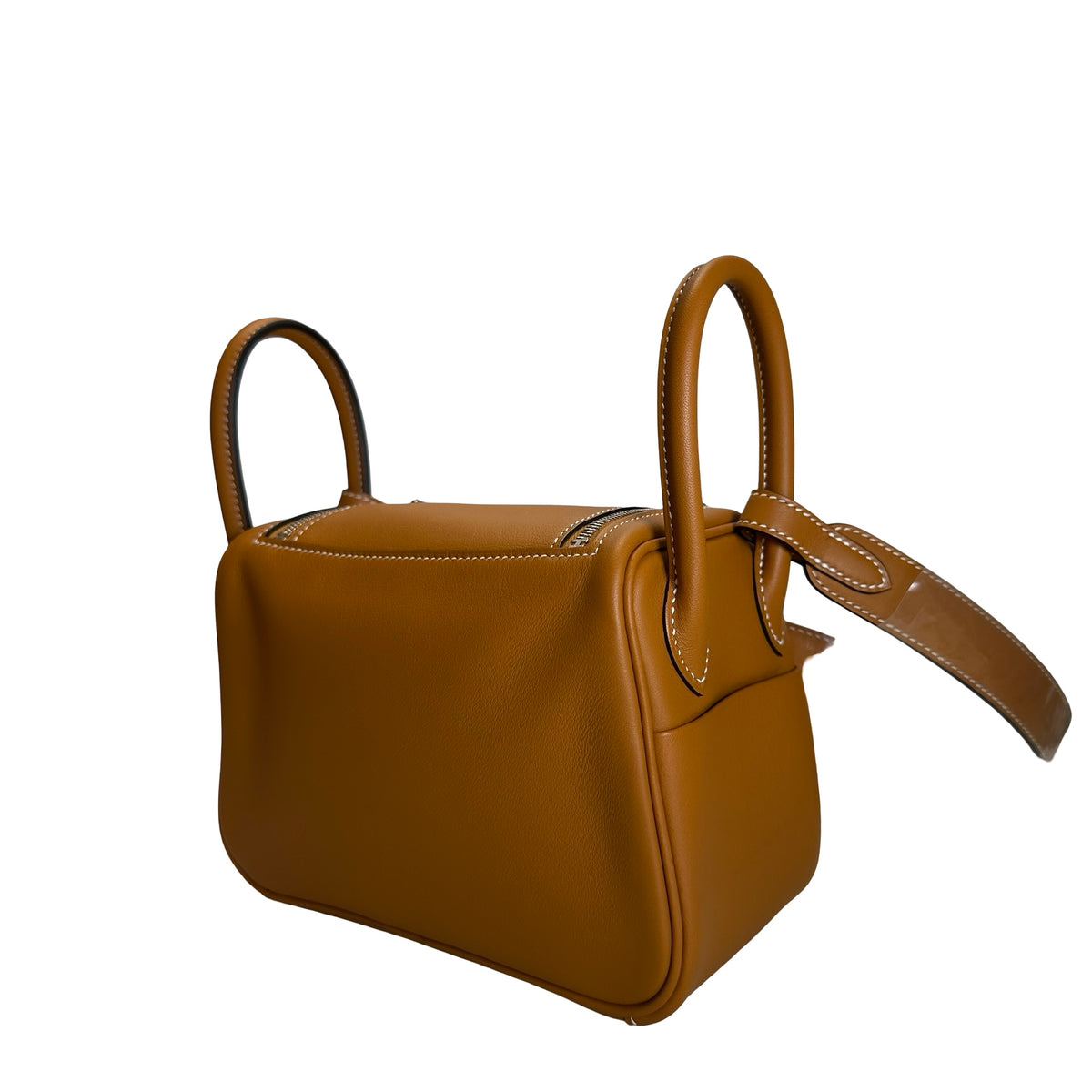 Brand New HERMES Swift Mini Lindy Shoulder Bag Toffee PHW