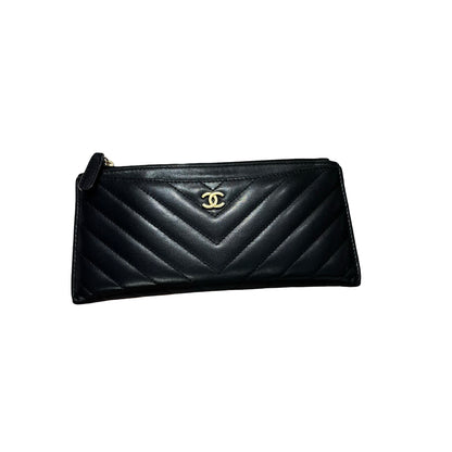 Used CHANEL Wallet Black GHW
