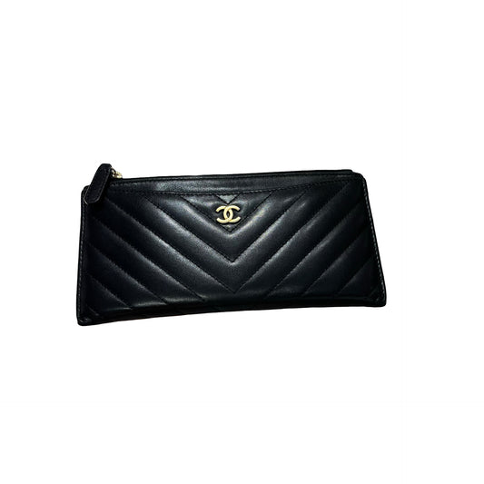 Used CHANEL Wallet Black GHW