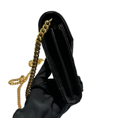 Unused SAINT LAURENT Caviar Leather WOC Cross Body Bag Black GHW