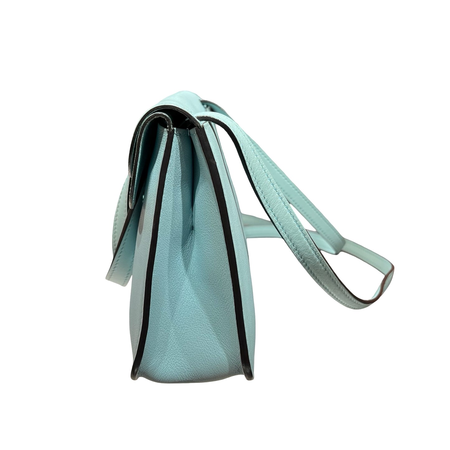 Used HERMÈS Mini Halzan Shoulder Bag Light Blue PHW