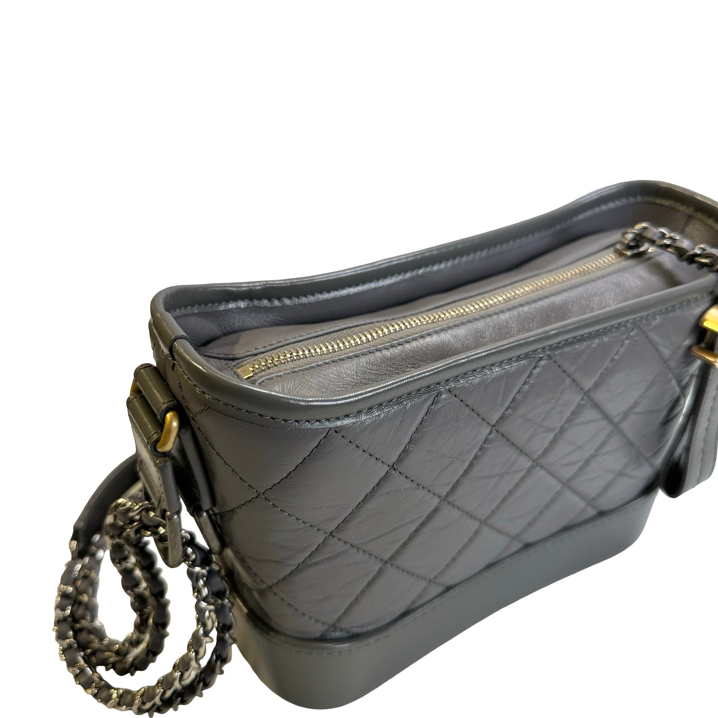 Used CHANEL Quilted Leather Gabrielle Hobo Bag Grey