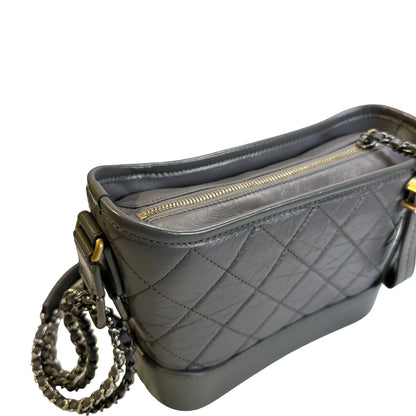 Used CHANEL Quilted Leather Gabrielle Hobo Bag Grey