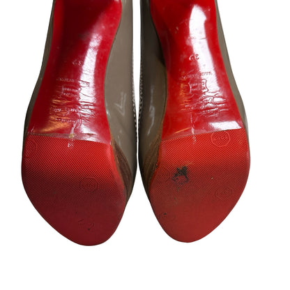 Used CHRISTIAN LOUBOUTIN Patent Leather Pumps Heels Beige Taupe