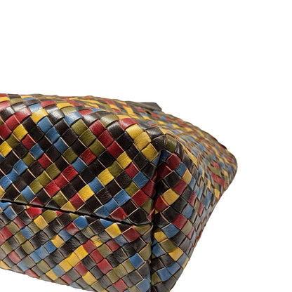 Used Bottega Veneta Calfskin Leather Handbag Multicolor GHW