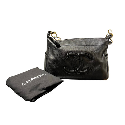Used CHANEL Vintage Hobo Hobo Bag Black GHW