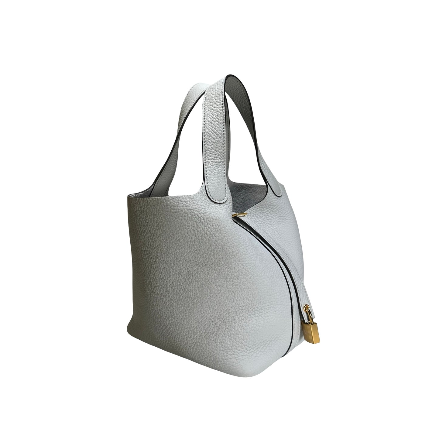 Used HERMES Clemence Picotin Lock Bucket Bag Blue GHW