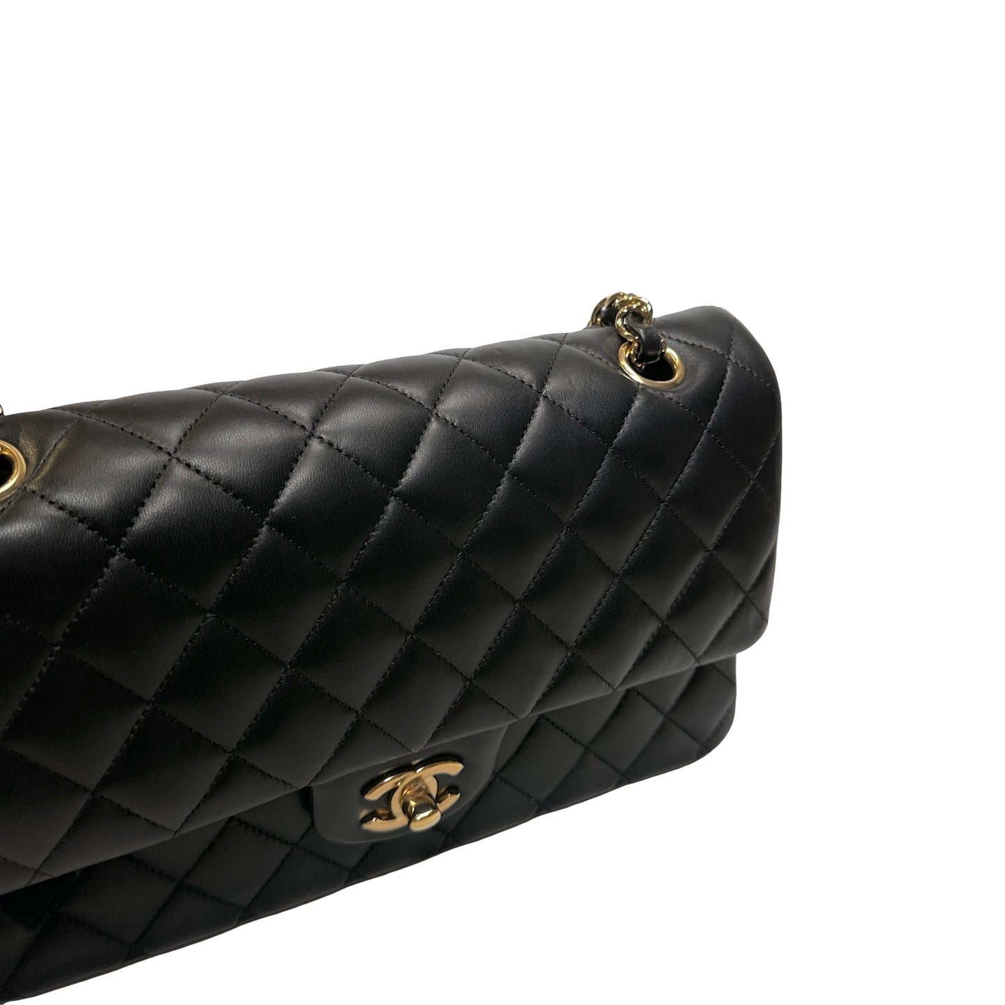 Used CHANEL Lambskin CF 25 Clambskin Chain Shoulder Bag Black