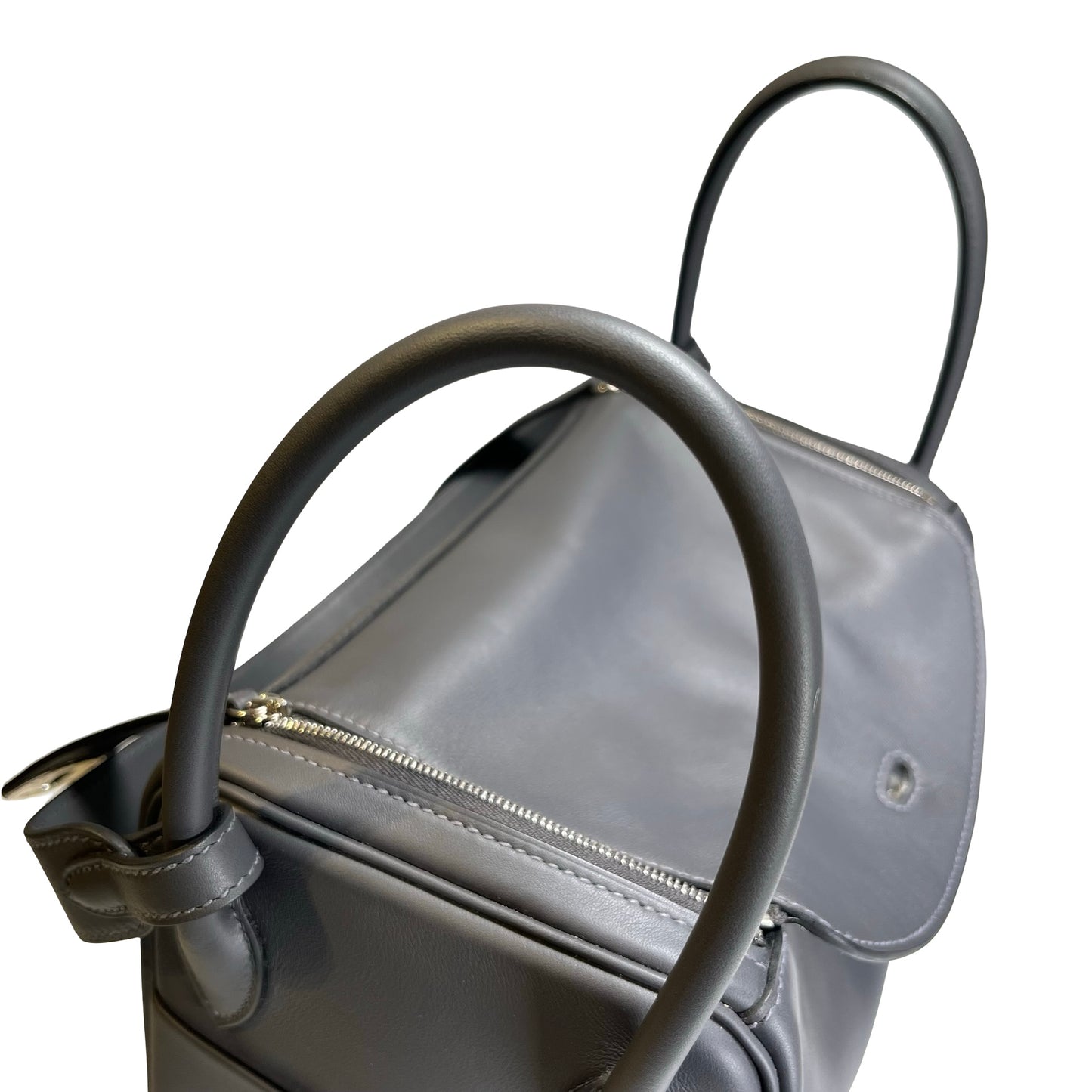 Used HERMES Clemence Lindy 26 Shoulder Bag Gris Etain PHW