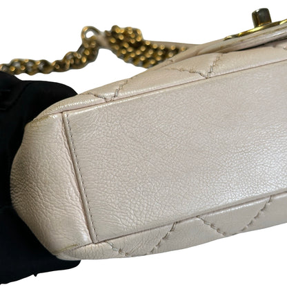 Used CHANEL Quilted Leather Kelly Flap Handbag Beige Gold Tone Hardware