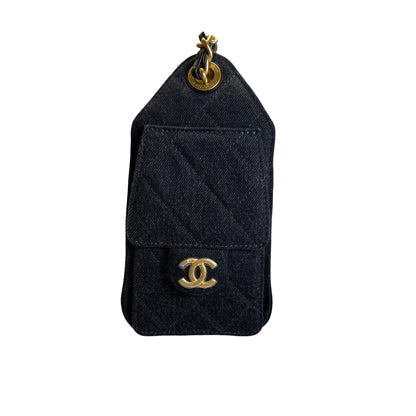 Used CHANEL Denim 26P Mini 25 Bag Shoulder Bag Black Gold
