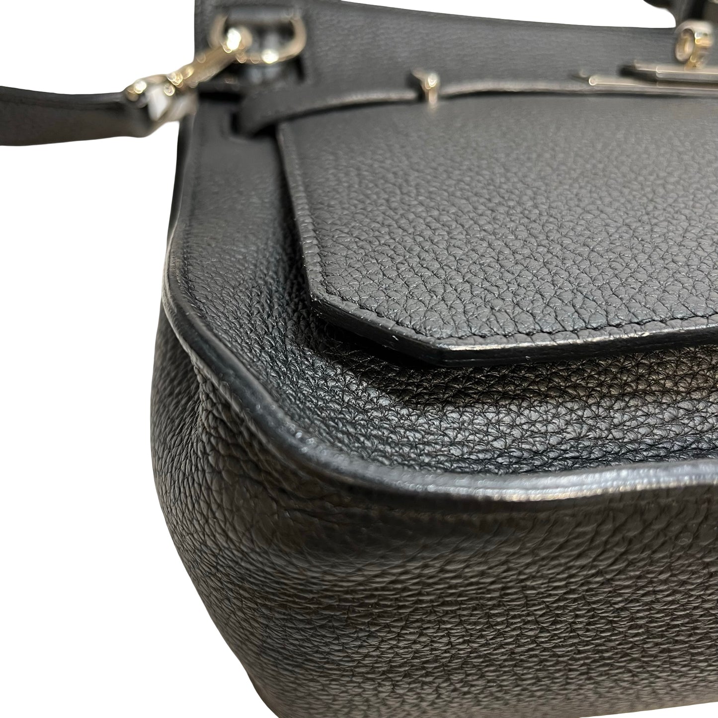 Used HERMÈS Calfskin Leather Jypsieve 28 Shoulder Bag Black PHW