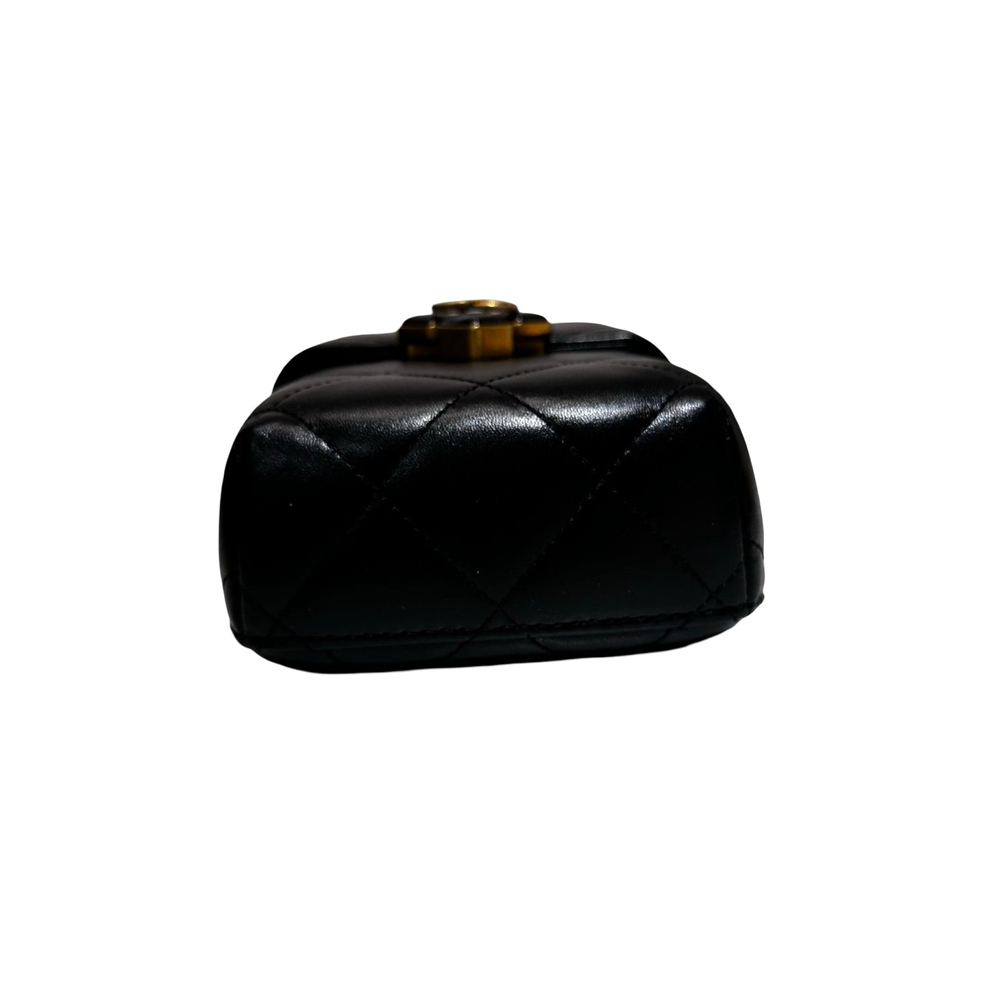 Used CHANEL Lambskin Leather Plexi Box Shoulder Bag Black GHW