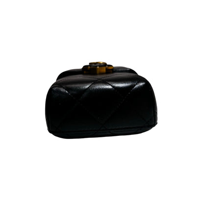 Used CHANEL Lambskin Leather Plexi Box Shoulder Bag Black GHW