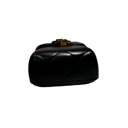 Used CHANEL Lambskin Leather Plexi Box Shoulder Bag Black GHW