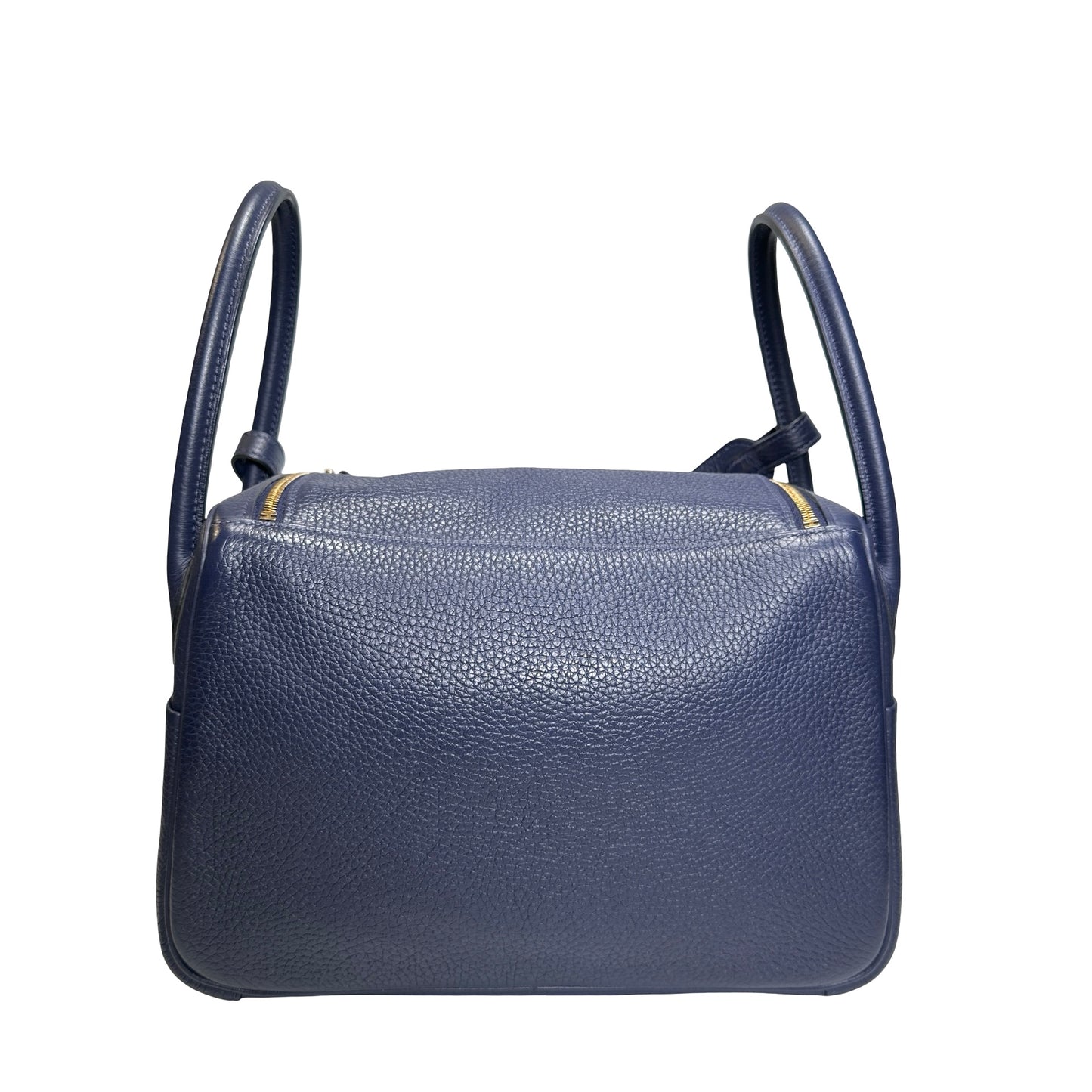 Used HERMES Clemence Lindy 26 Handbag Navy GHW