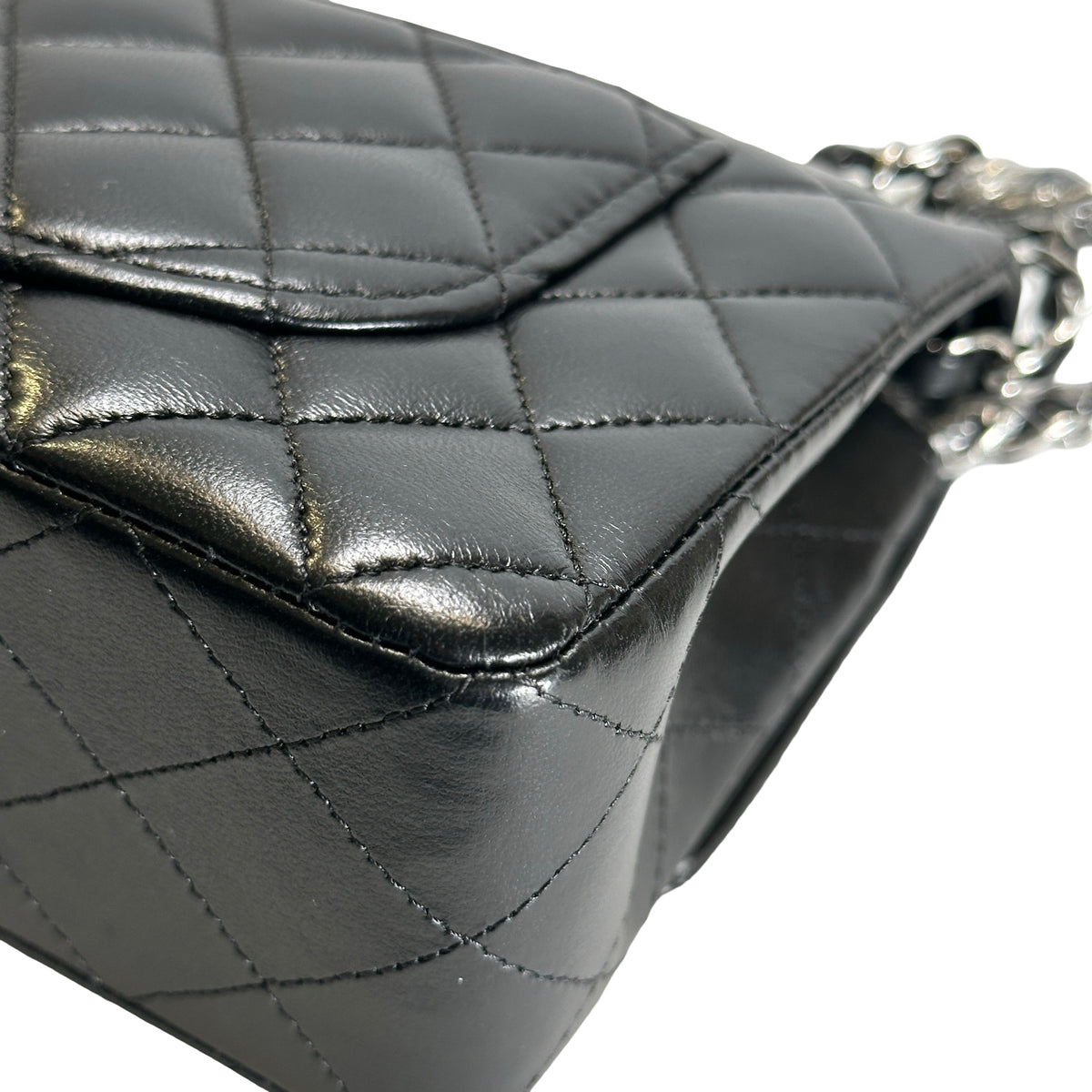 Used CHANEL Quilted Classic Flap Chain Shoulder Bag Black Silver