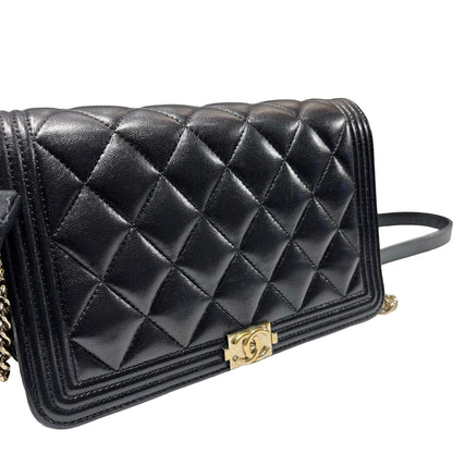 Used Chanel Lambskin Leather WOC Shoulder Bag Black GHW