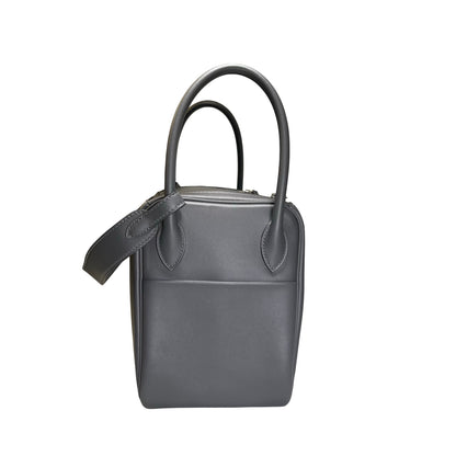 Used HERMES Clemence Lindy 26 Shoulder Bag Gris Etain PHW