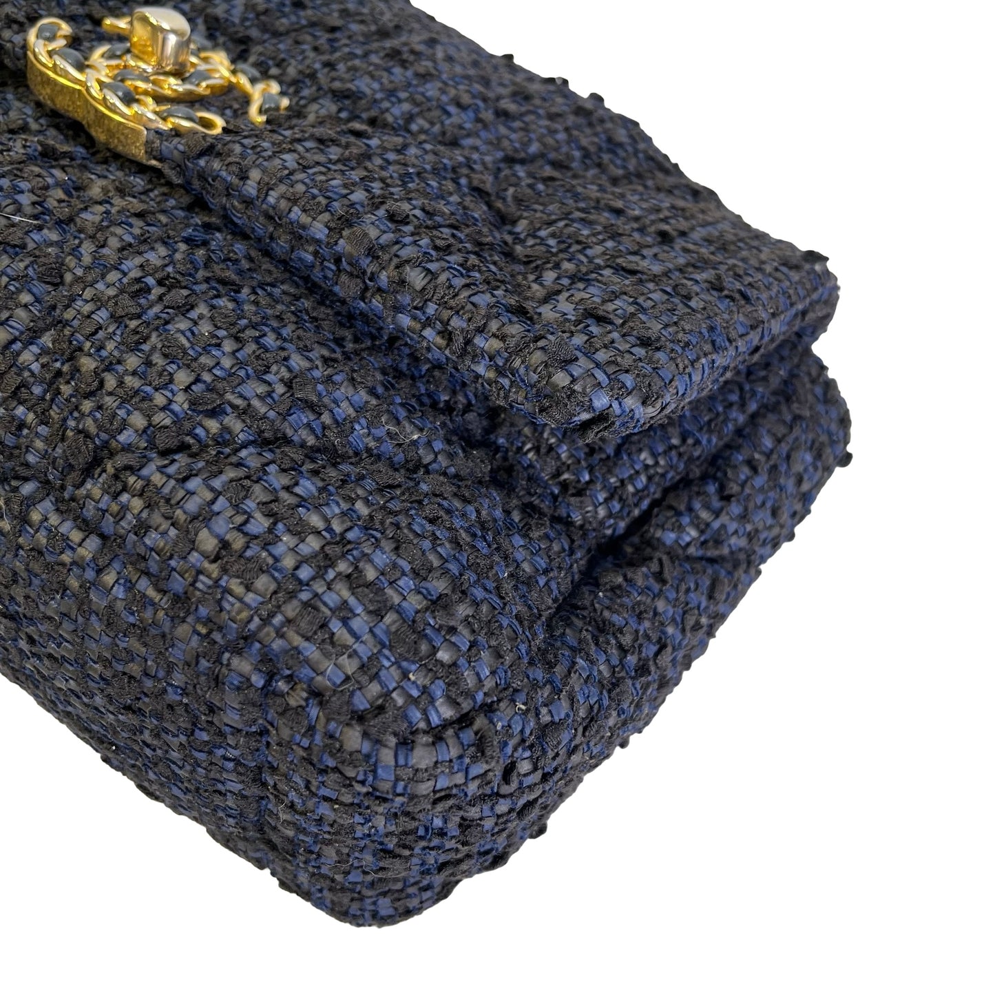 Used CHANEL Tweed 19 Shoulder Bag Blue Black