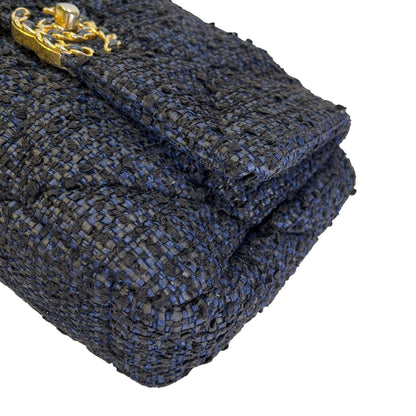 Used CHANEL Tweed 19 Shoulder Bag Blue Black