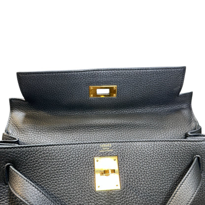 Used Hermès Clemence leather Kelly 28 Handbag Black GHW