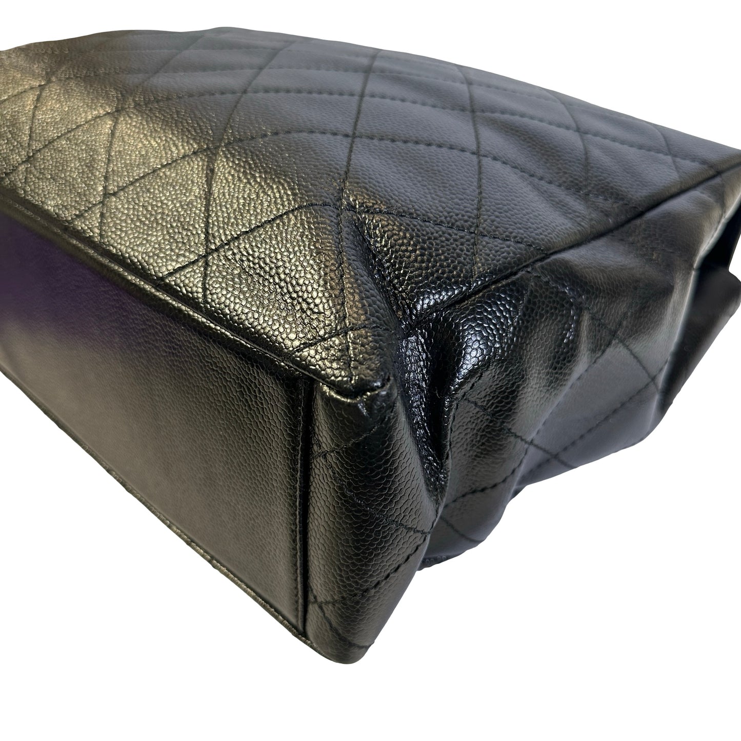 Used CHANEL Caviar Quilted Jumbo Tote Bag Shoulder Bag Black