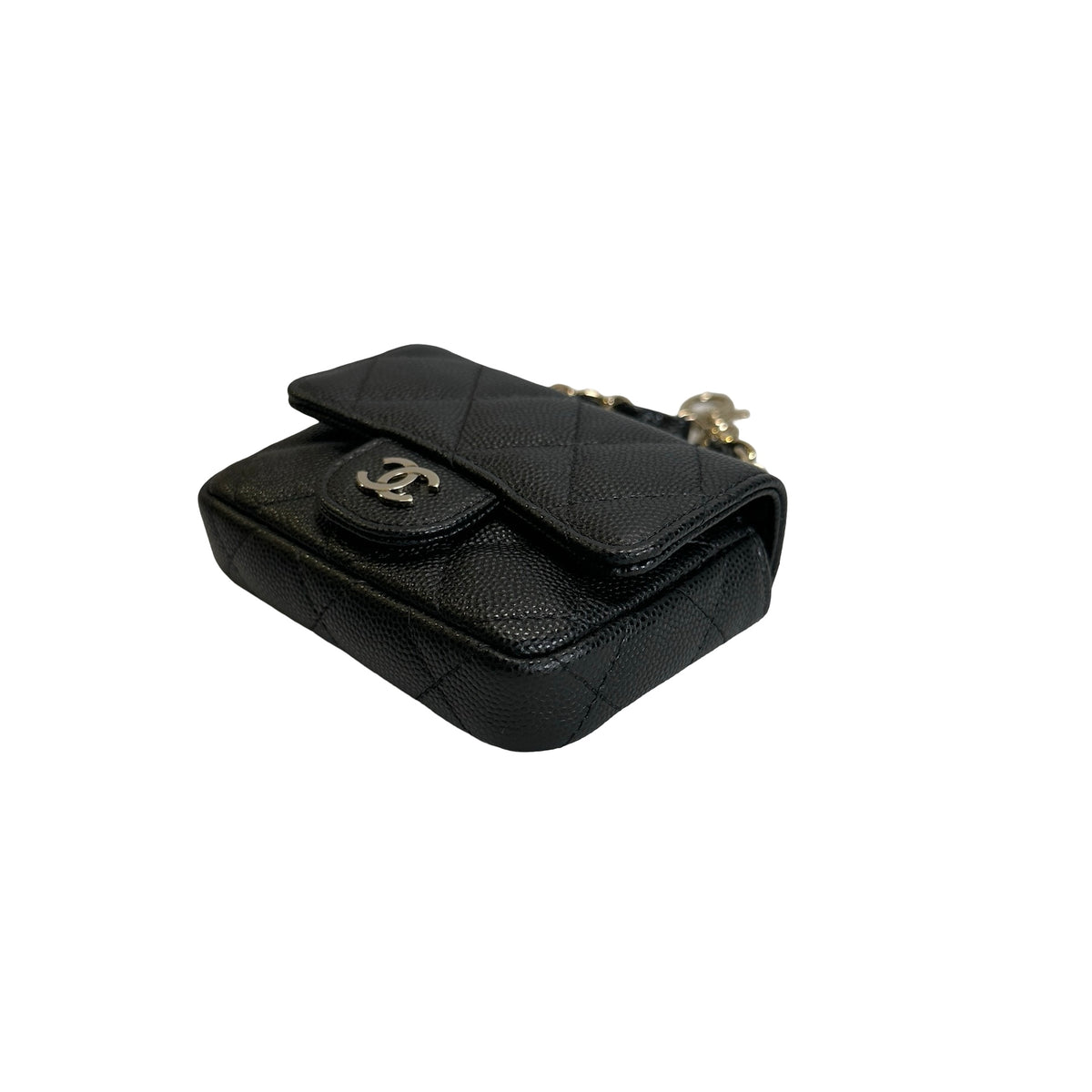 Used CHANEL Quilted Caviar Mini Flap Bag Mini Bag Black Gold Hardware