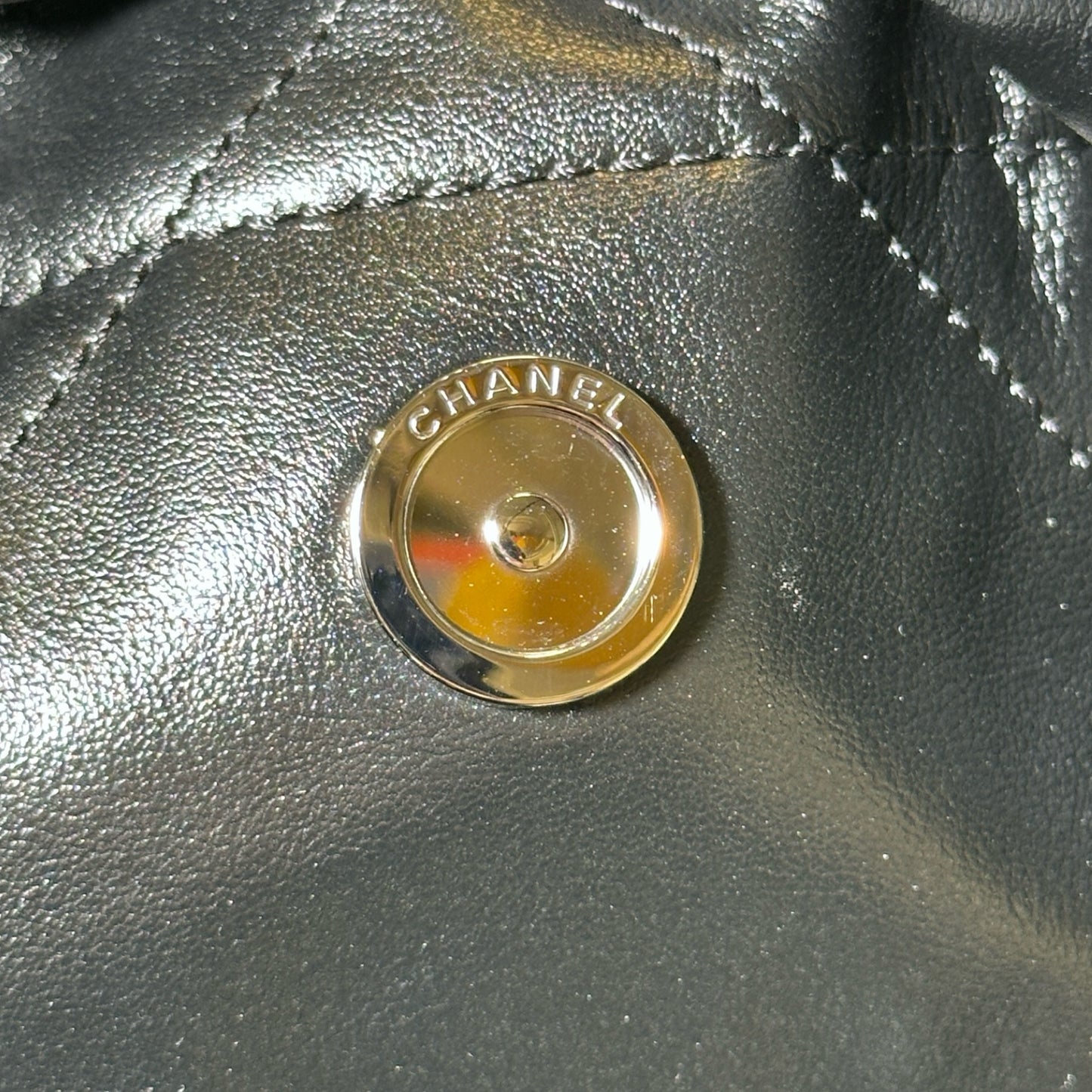 Used Chanel Shiny Calfskin 22 Hobo Bag Black PHW
