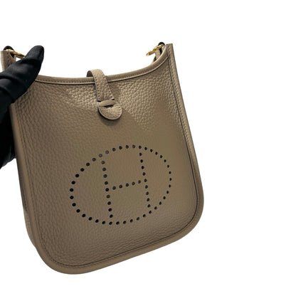 Used HERMÈS Clemence leather Mini Evelyne Cross Body Bag Beige GHW