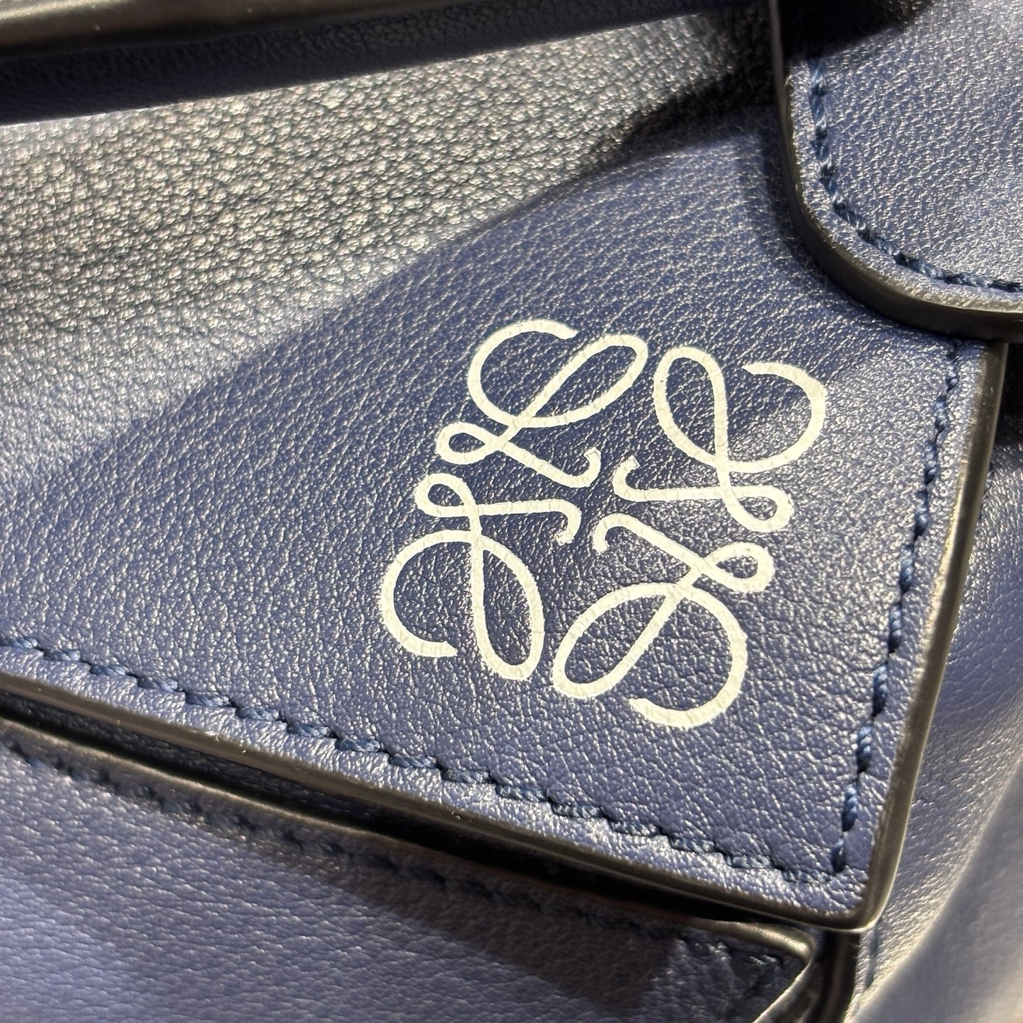 Used LOEWE Calfskin Leather Puzzle Crossbody Bag Navy Blue PHW