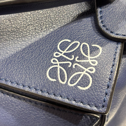Used LOEWE Calfskin Leather Puzzle Crossbody Bag Navy Blue PHW