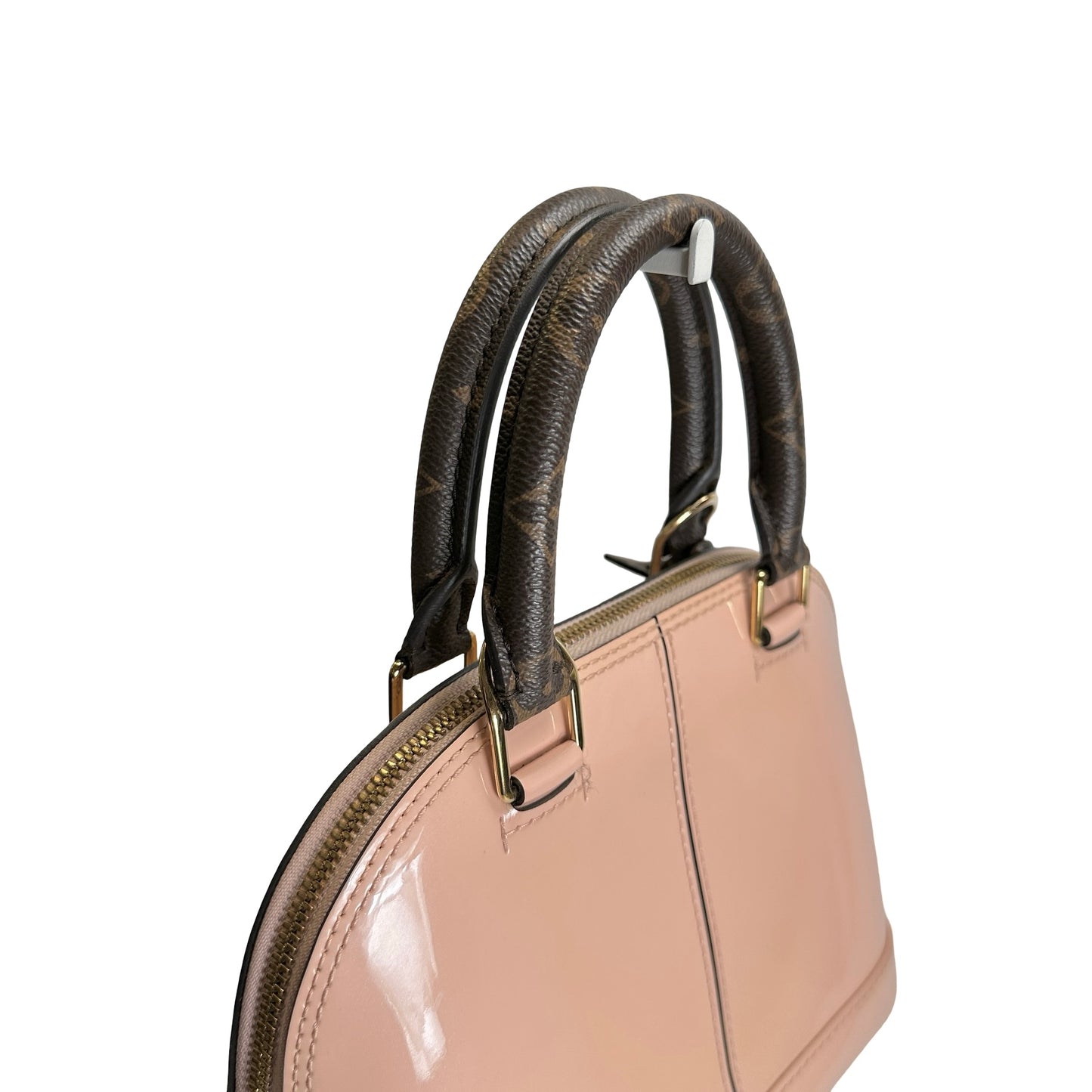 Used LOUIS VUITTON Monogram Vernis Alma Handbag Rose Velours Brown