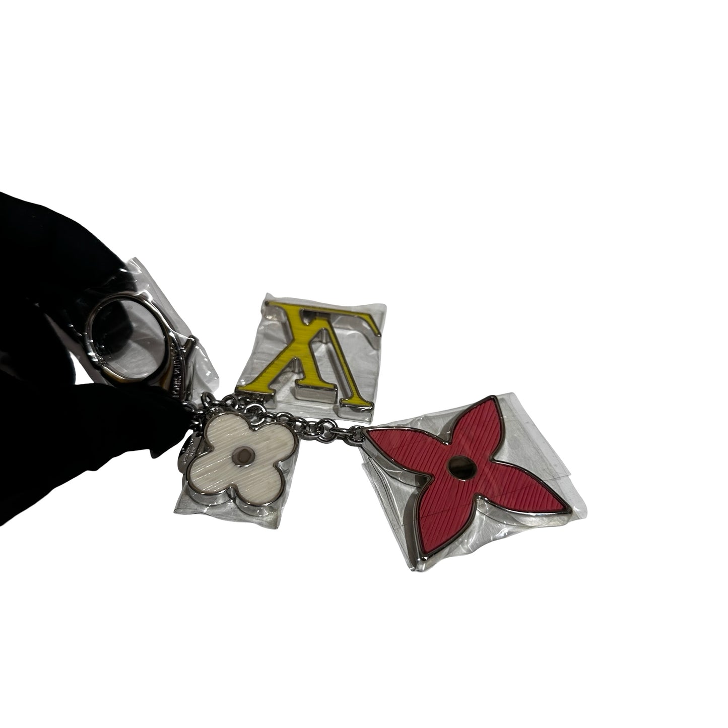 New LOUIS VUITTON Keyring Keyring Yellow Pink White PHW