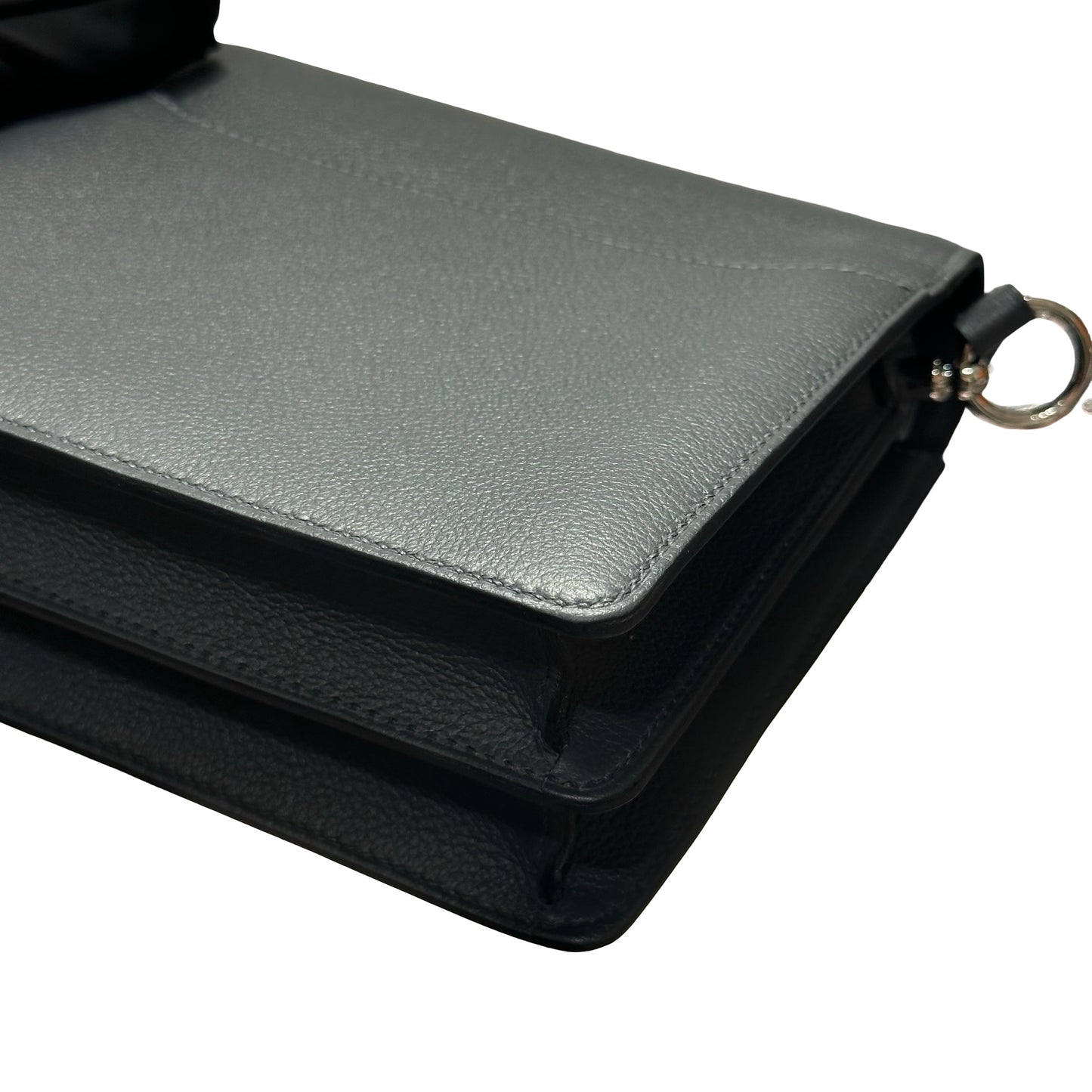 Used Hermès Clemence leather MINI ROULIS Shoulder Bag Gray PHW