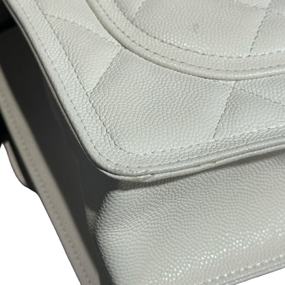 Used CHANEL Flat bag White GHW