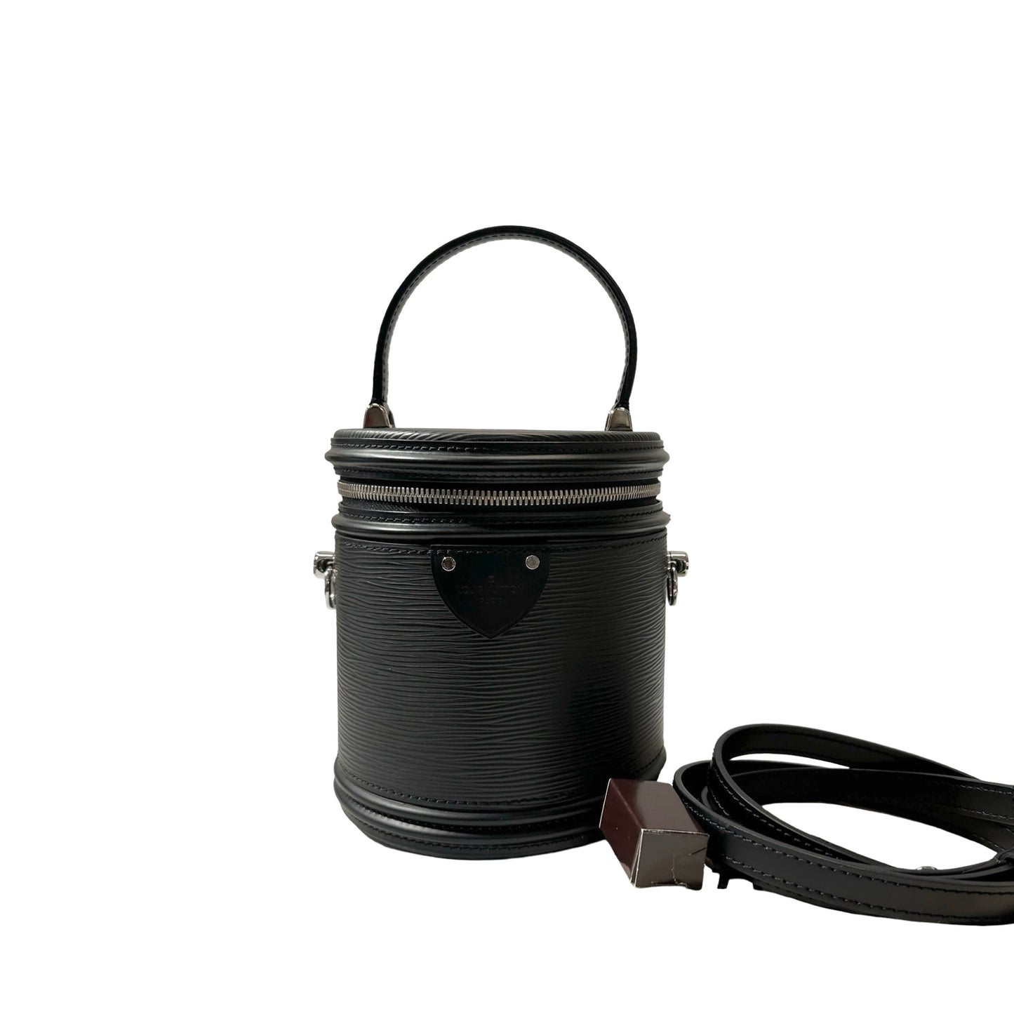 Used LOUIS VUITTON Calfskin Leather Epi Black Back Bucket Bag PHW Black