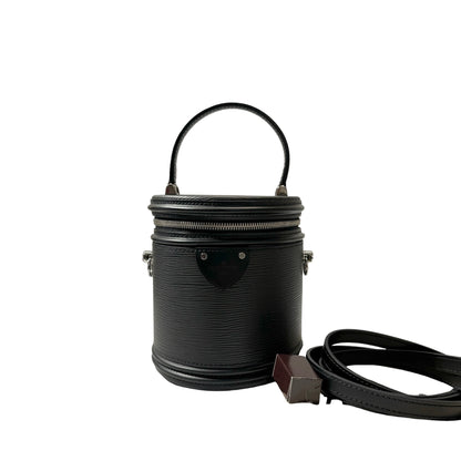 Used LOUIS VUITTON Calfskin Leather Epi Black Back Bucket Bag PHW Black