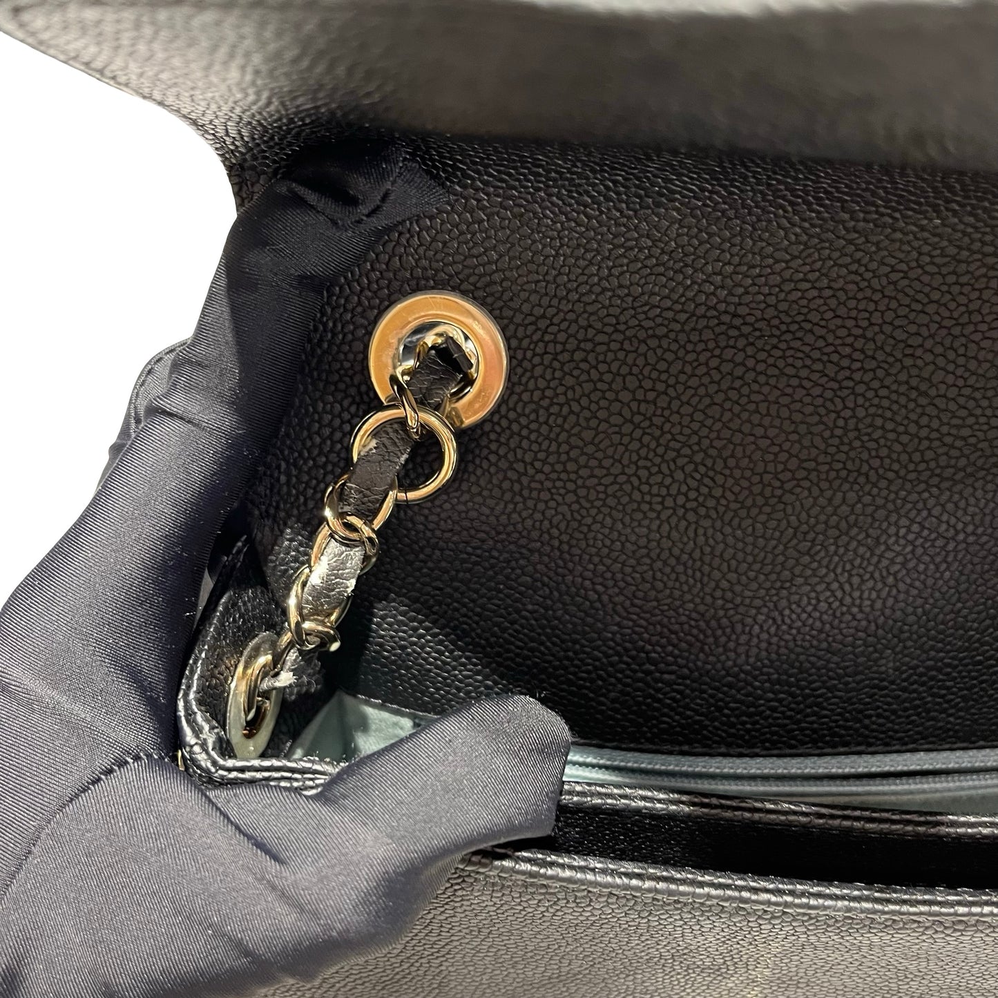 Used CHANEL Calfskin Leather Cross Body Bag Black GHW