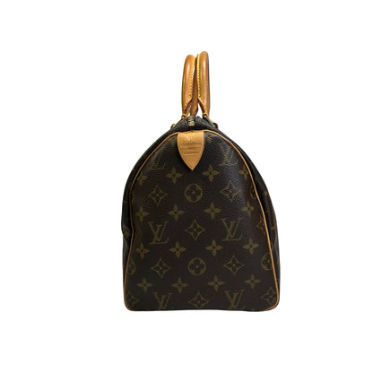 Used LOUIS VUITTON Monogram Canvas Speedy 30 Handbag Brown GHW