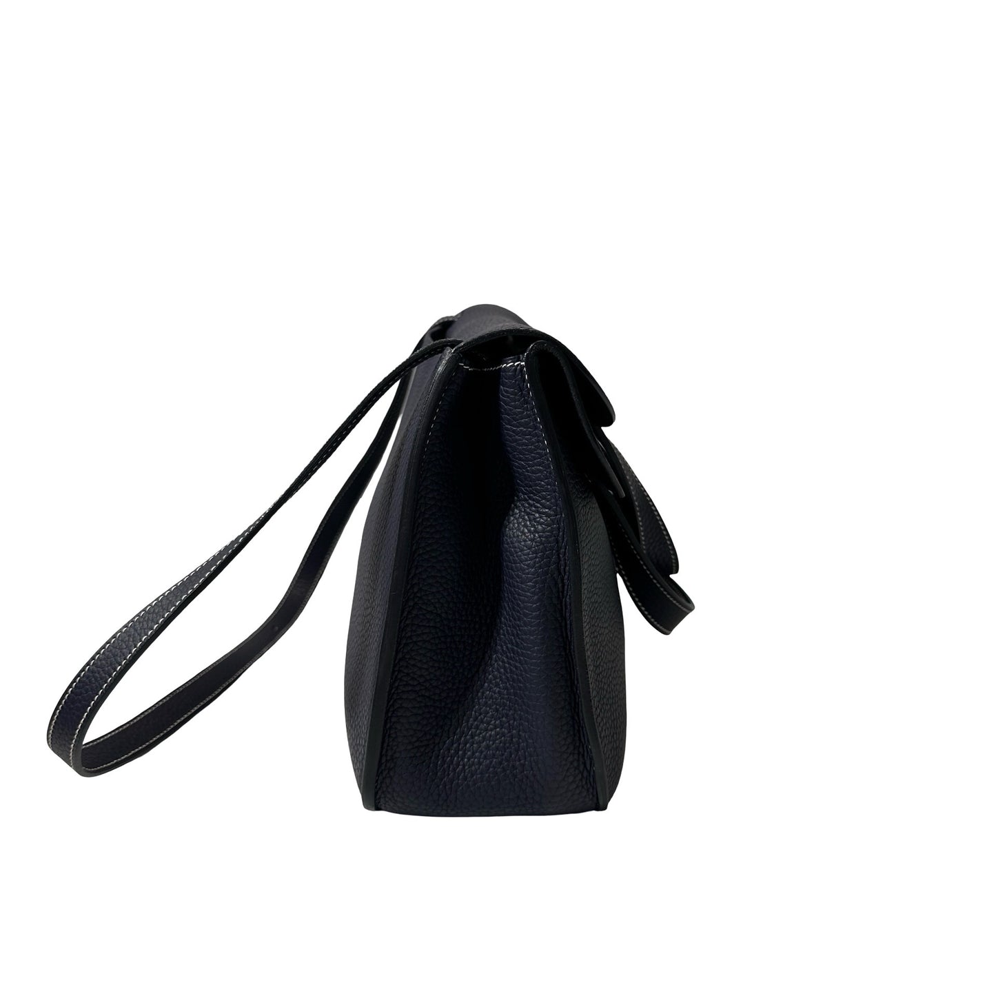 Used HERMÈS Clemence leather Halzan 31 Shoulder Bag Navy Blue PHW