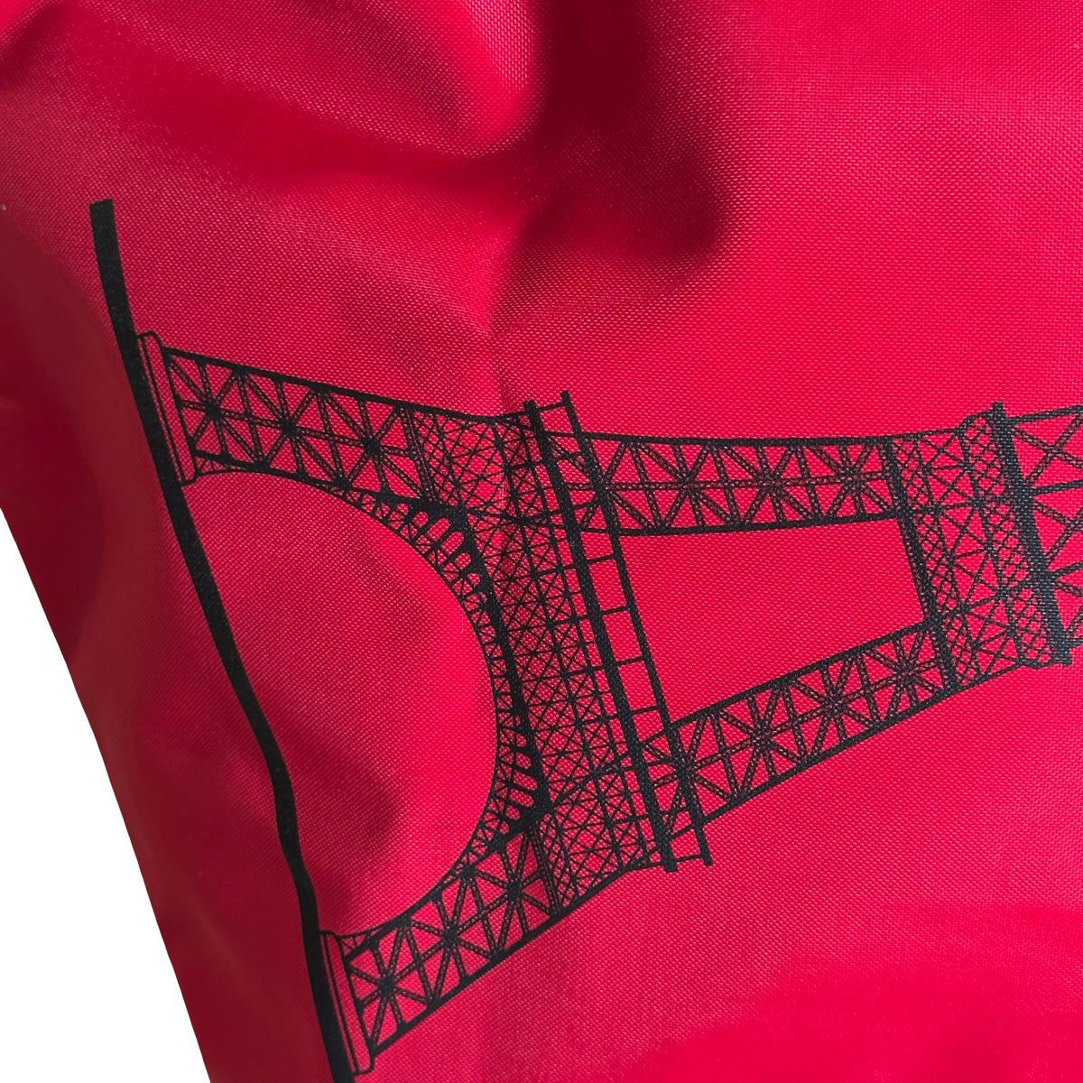 Used LONGCHAMP Eiffel Tower Print Le Pliage Eiffel Tower Tote Bag Red Brown