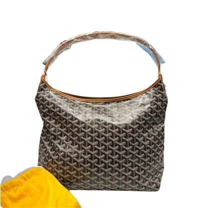 Unused Goyard Canvas Calfskin Leather Hobo Bag Brown PHW