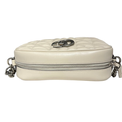 Used GUCCI Matelasse Aria Calfskin Leather GG MARMOUNT Chain Shoulder Bag White PHW